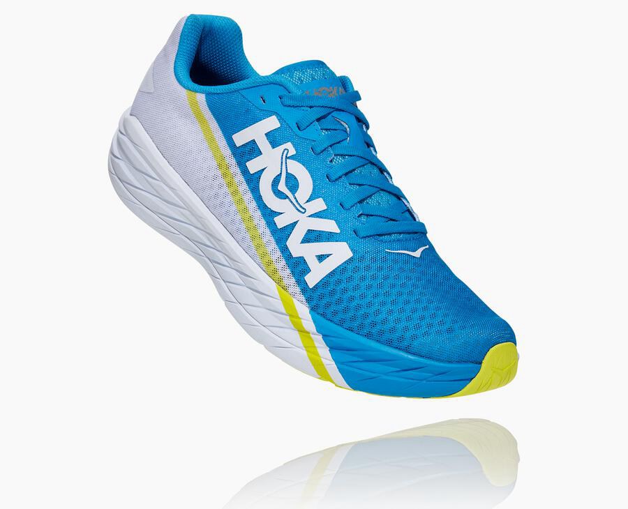 Hoka Australia One One Rocket X - Mens Running Shoes White/Blue - GOMEH-2075